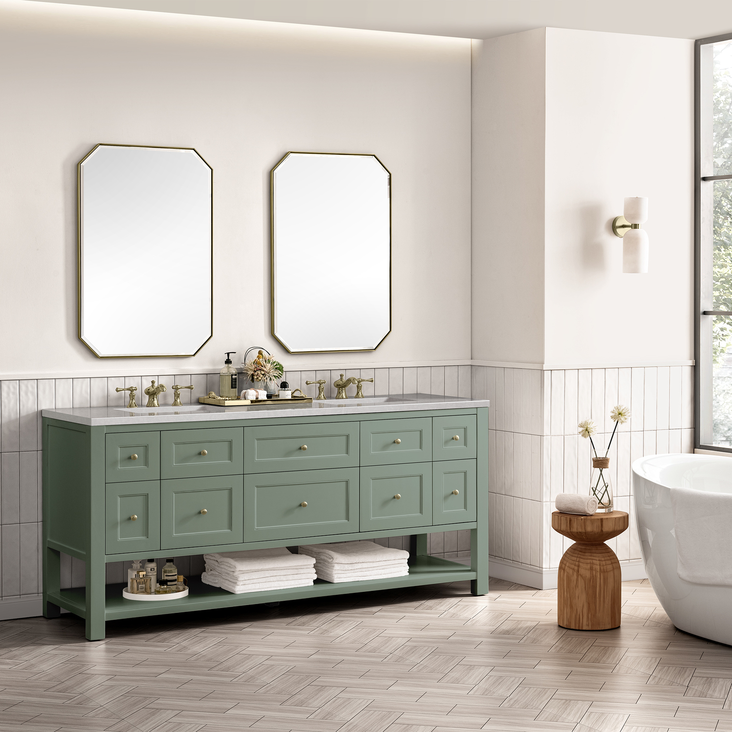 40 bathroom vanity with top and sink James Martin Vanity Smokey Celadon Modern Farmhouse, Transitional