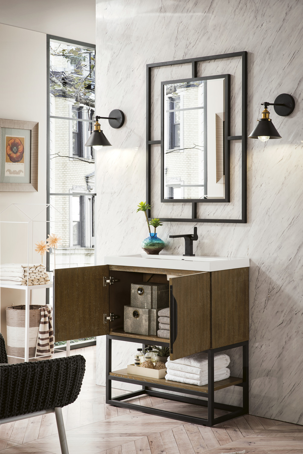 large bathroom vanity double sink James Martin Vanity Latte Oak Modern