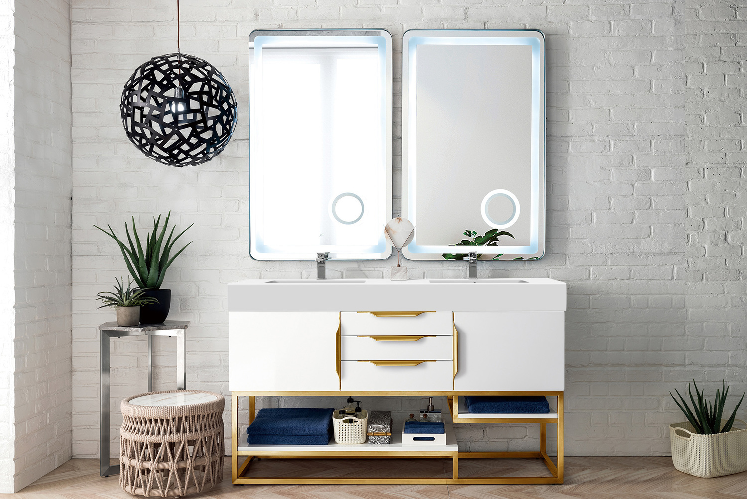 rustic wood bathroom cabinet James Martin Vanity Glossy White Modern