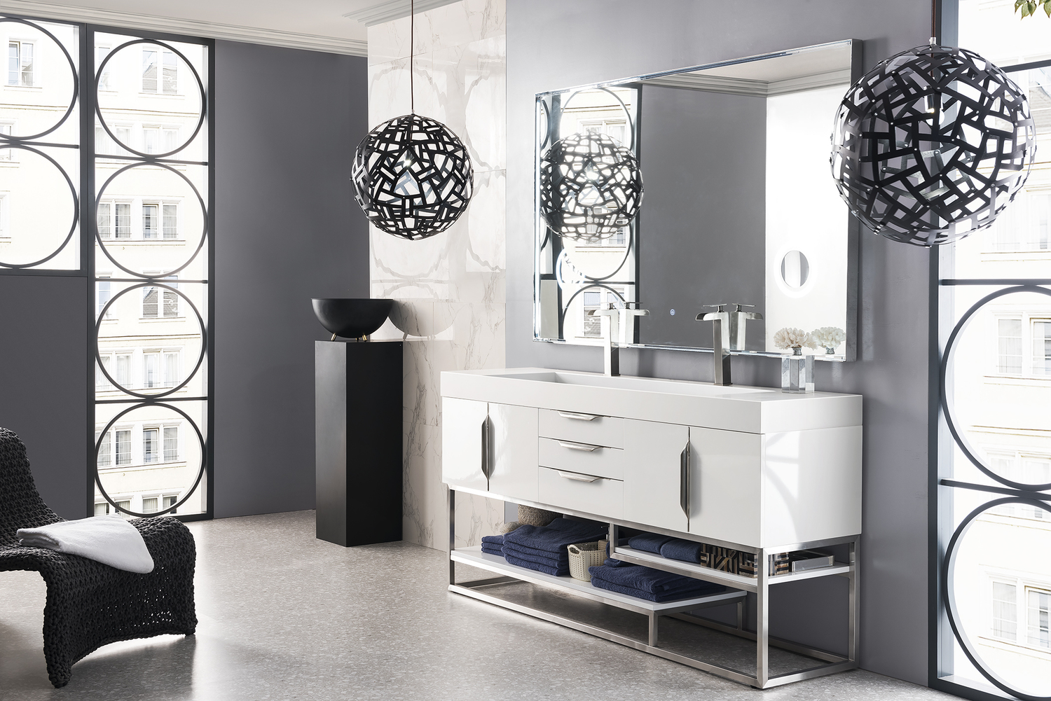 cheap bathroom countertops James Martin Vanity Glossy White Modern