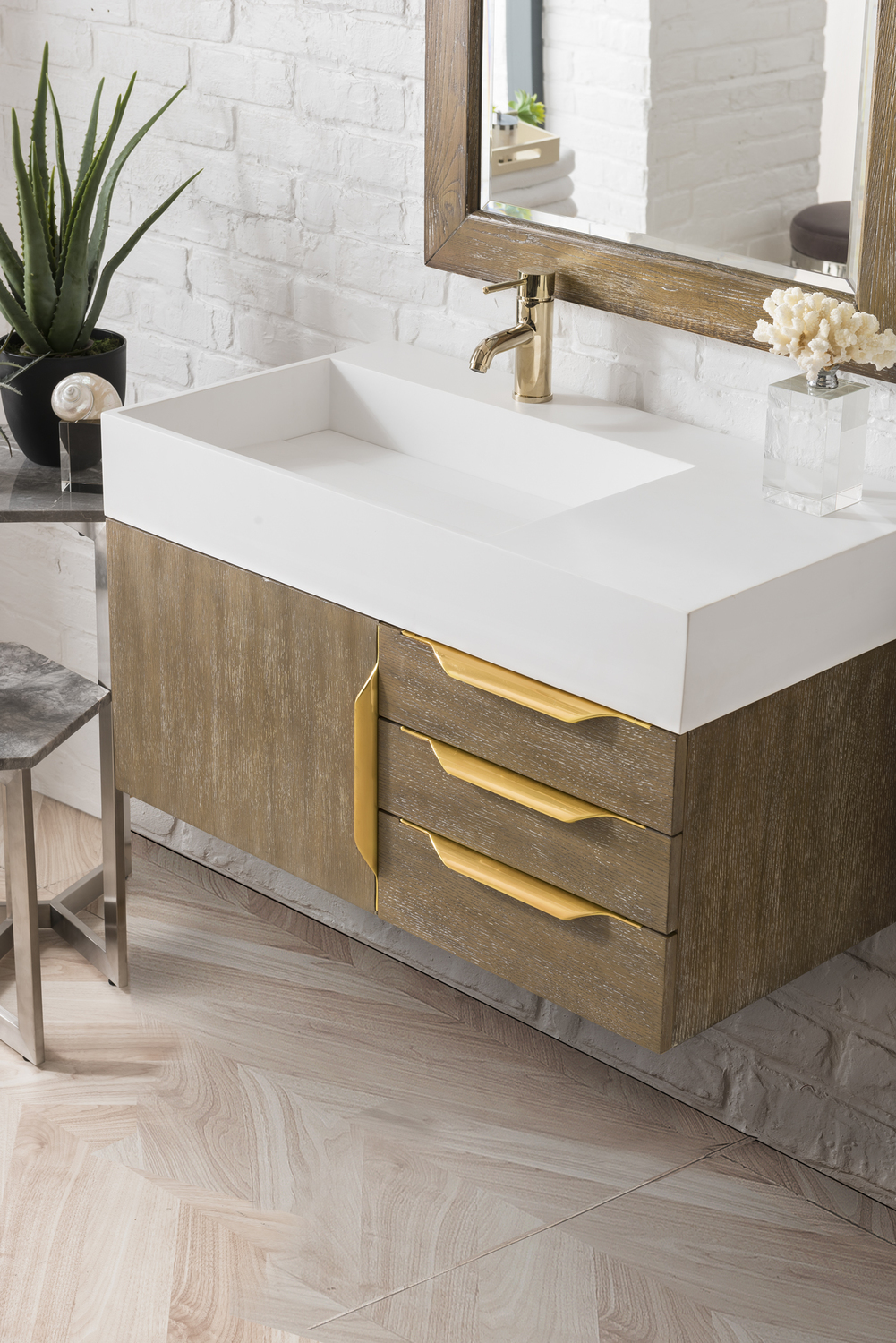 custom double sink vanity James Martin Vanity Latte Oak Modern