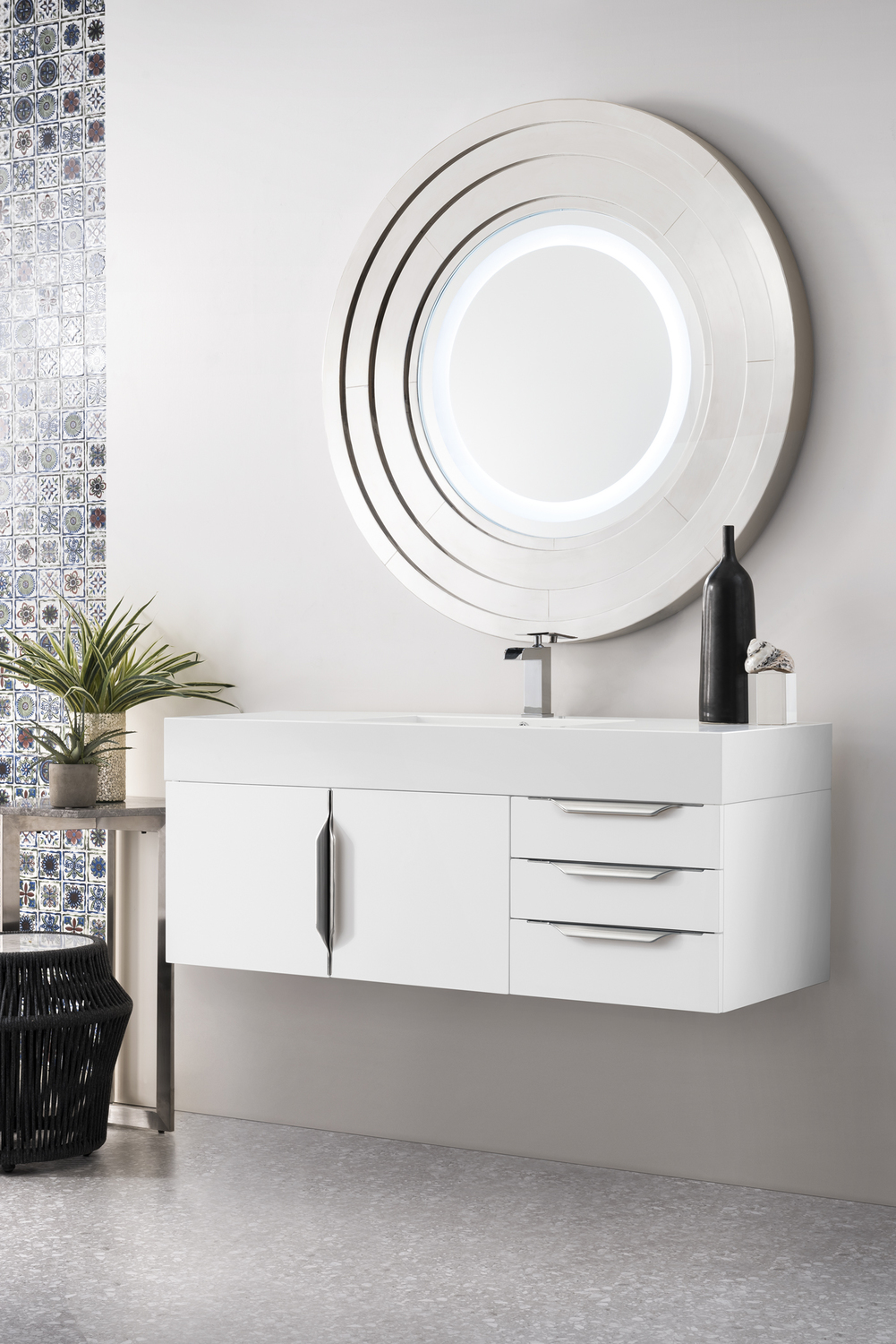 bathroom cabinet drawer James Martin Vanity Glossy White Modern