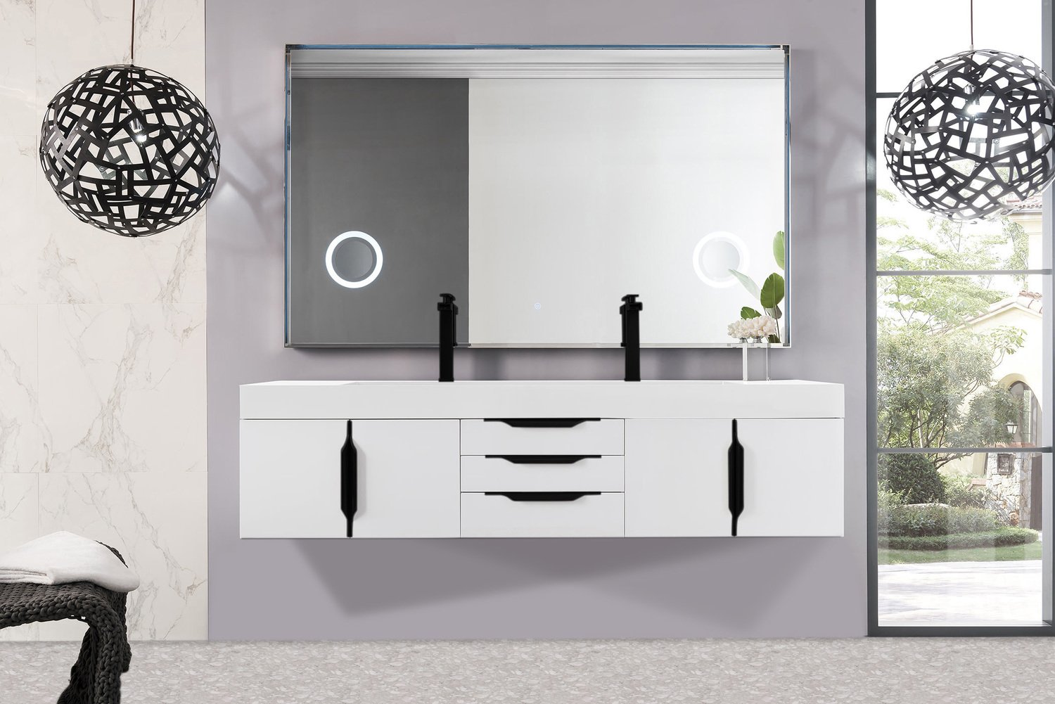 bathroom counter with sink James Martin Vanity Glossy White Modern