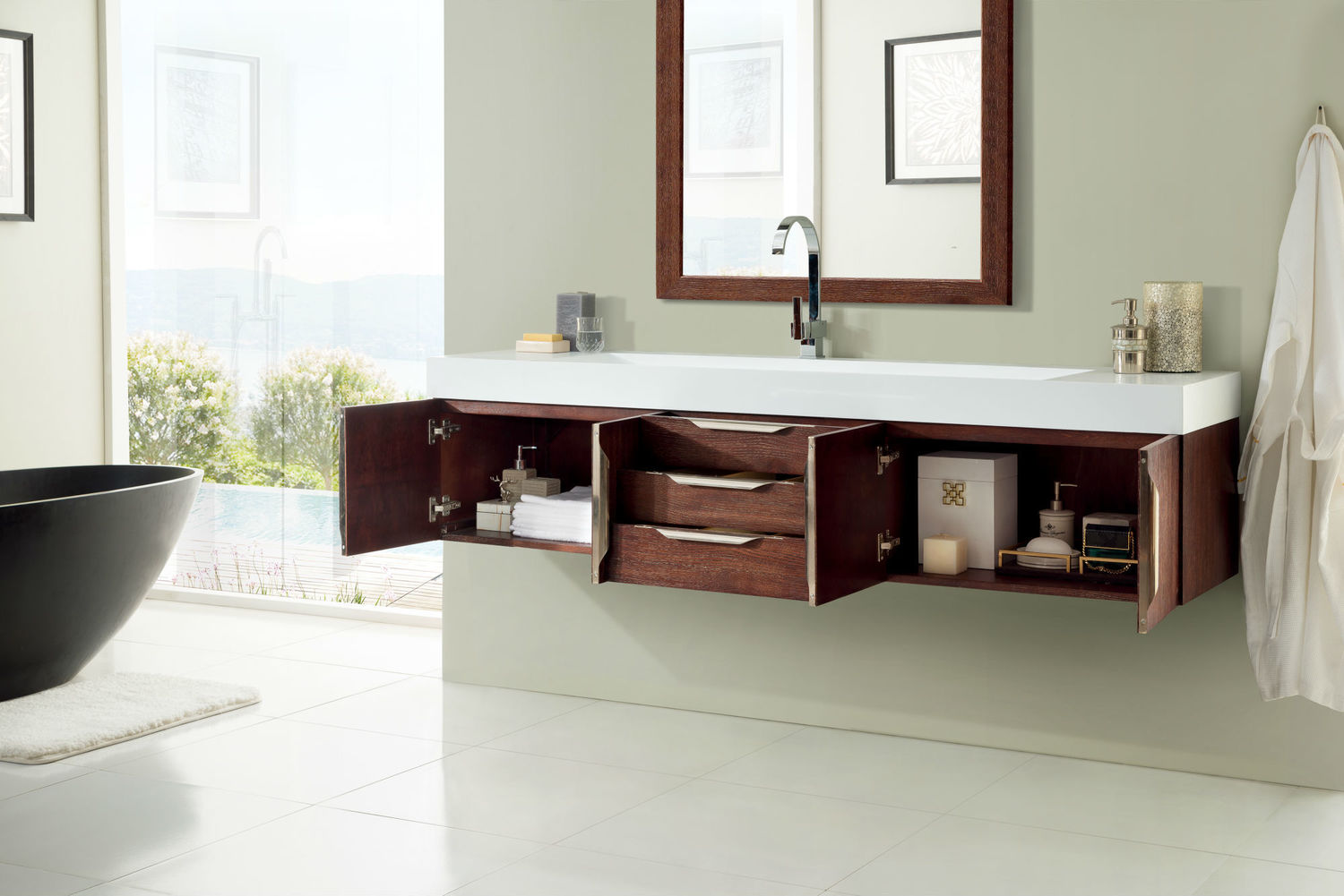 twin sink vanity unit James Martin Vanity Coffee Oak Modern