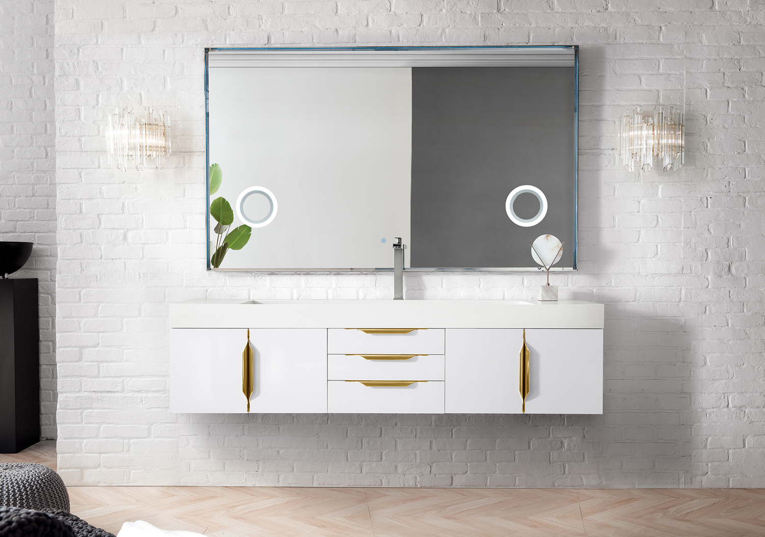 double bathroom sink James Martin Vanity Glossy White Modern