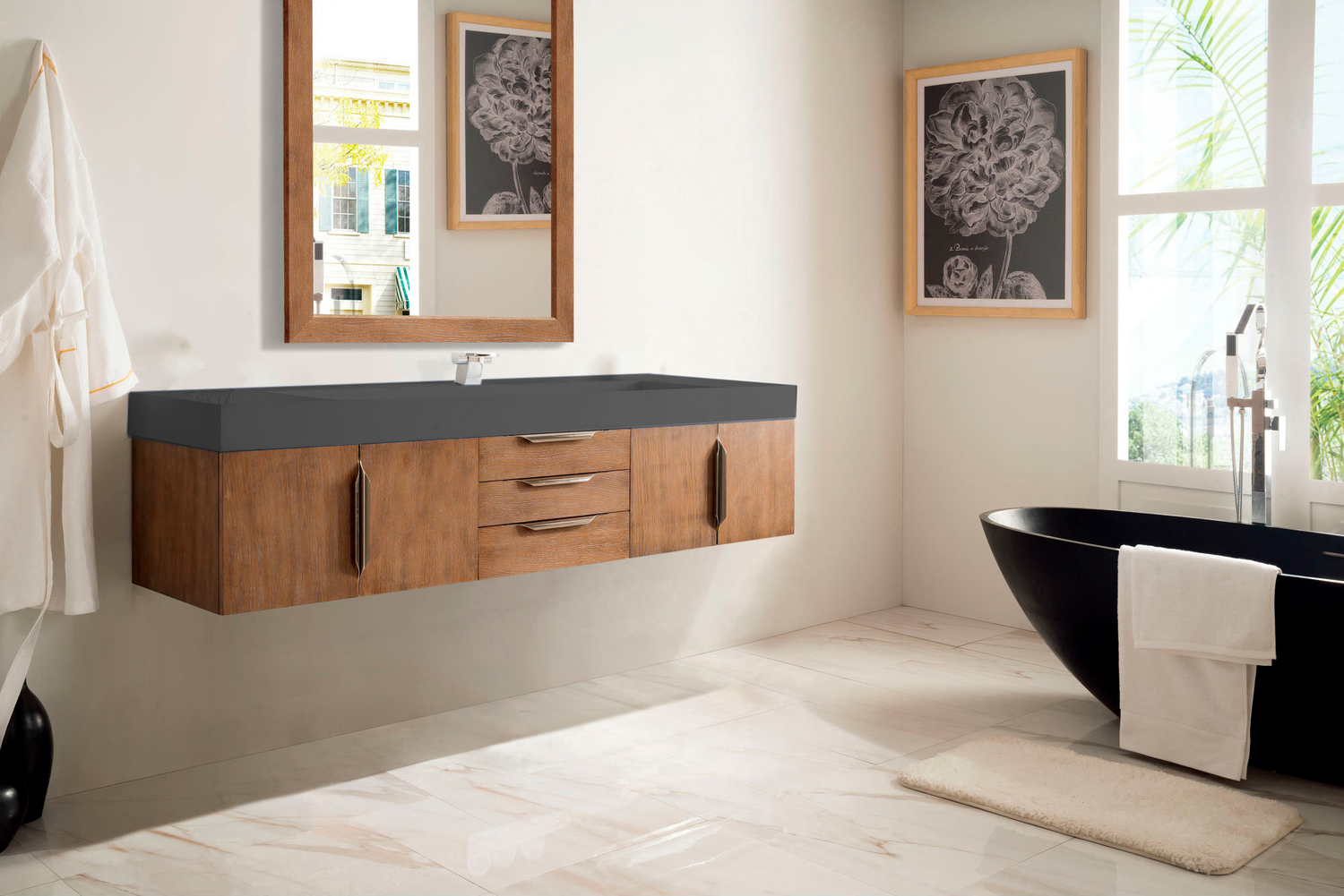 prefab bathroom countertops James Martin Vanity Latte Oak Modern