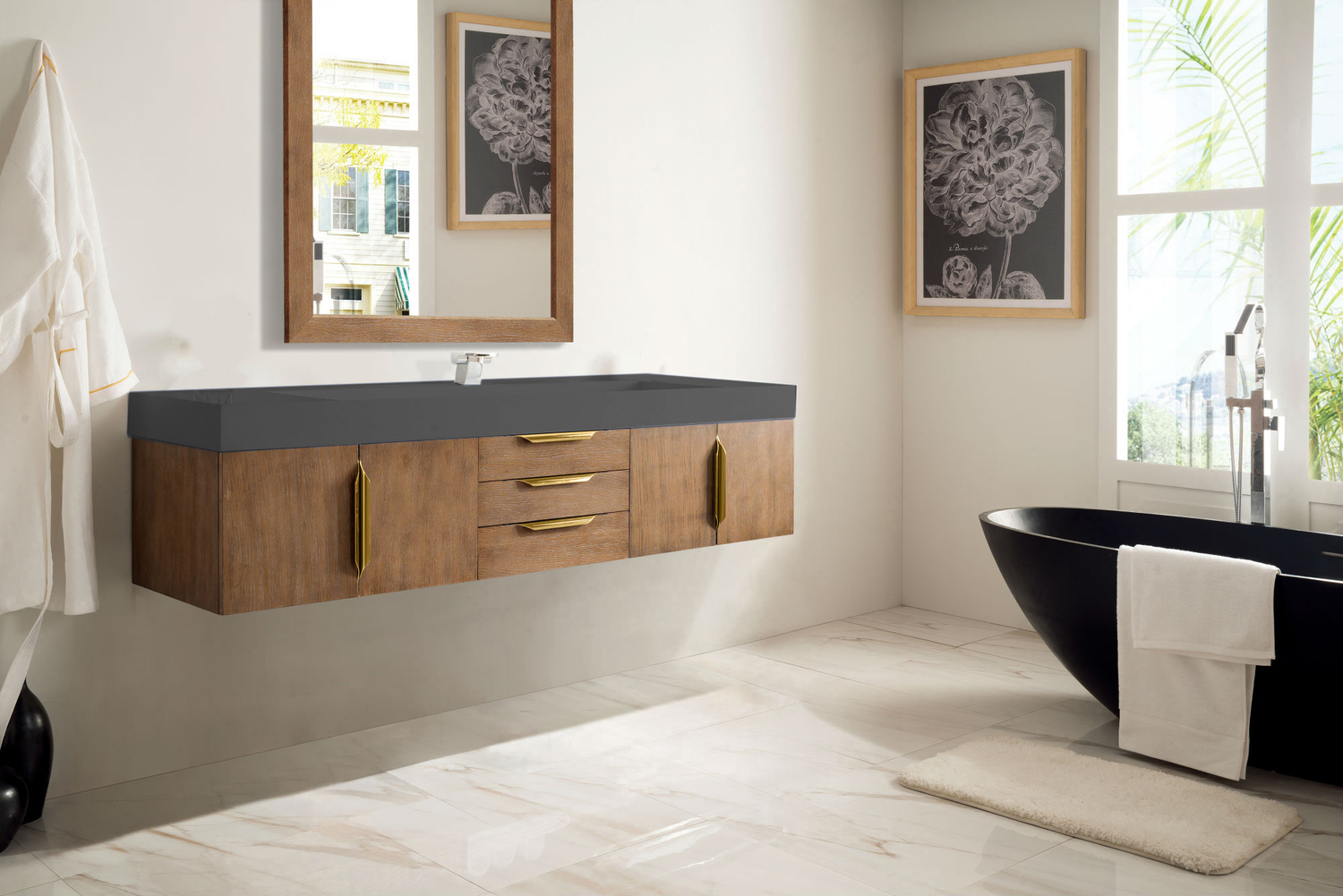 60 inch double vanity bathroom James Martin Vanity Latte Oak Modern