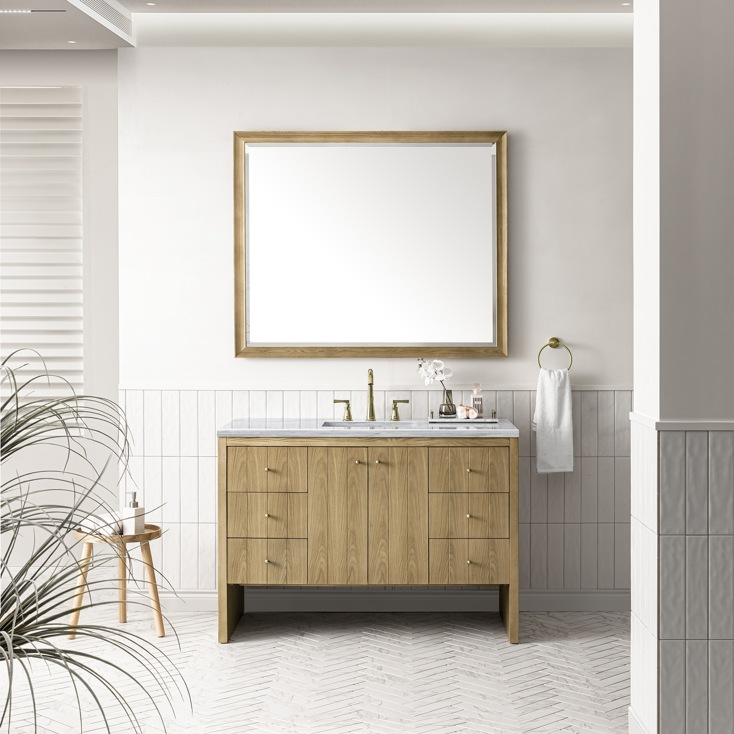 two vanity bathroom James Martin Vanity Light Natural Oak Contemporary/Modern, Modern Farmhouse.Transitional