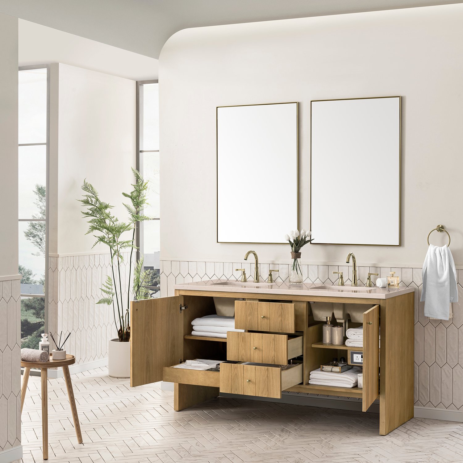 single modern bathroom vanity James Martin Vanity Light Natural Oak Contemporary/Modern, Modern Farmhouse.Transitional