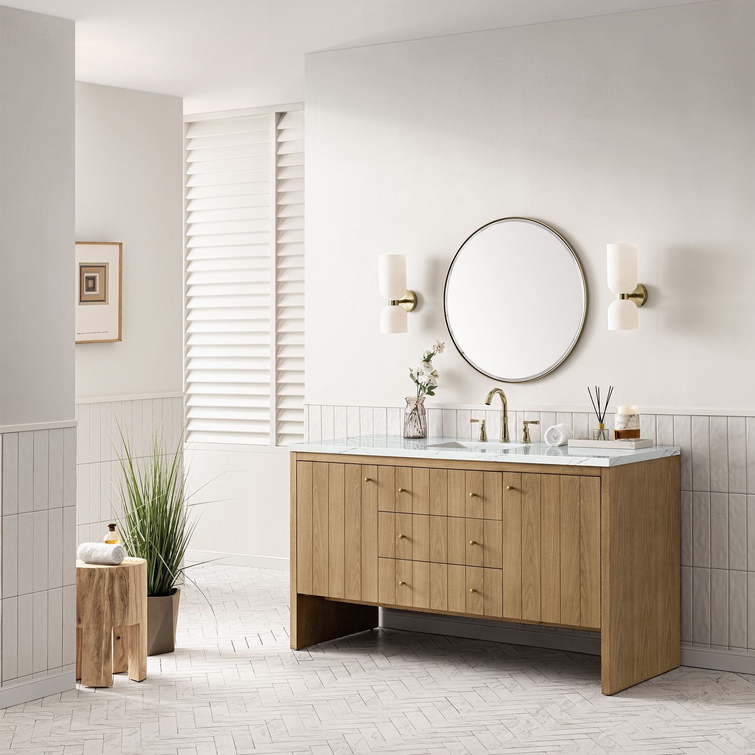 small bathroom vanity with sink James Martin Vanity Light Natural Oak Contemporary/Modern, Modern Farmhouse.Transitional