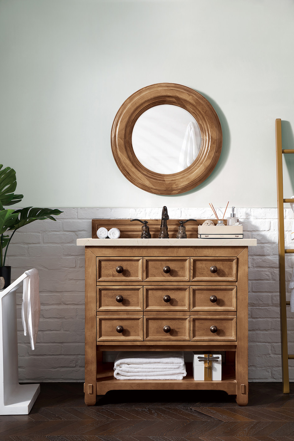 custom bathroom countertops James Martin Vanity Honey Alder Traditional