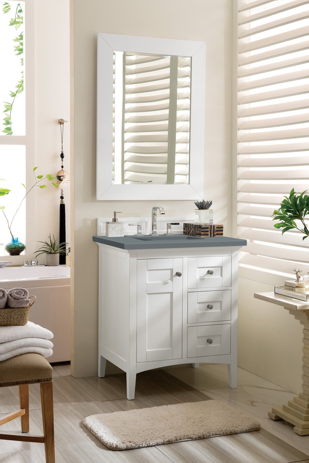 cabinets for bathroom James Martin Vanity Bright White Transitional