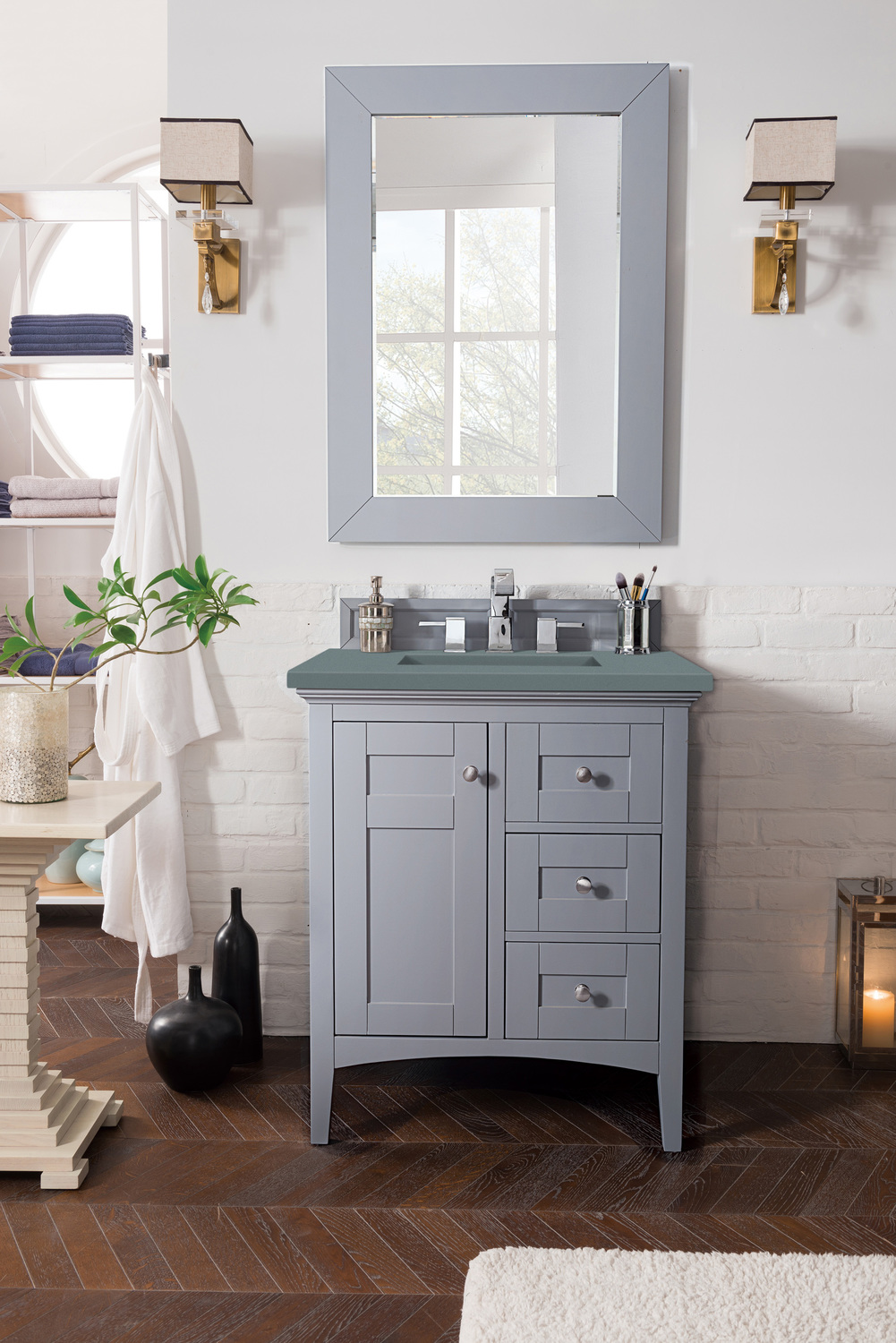 40 inch double sink vanity James Martin Vanity Silver Gray Transitional