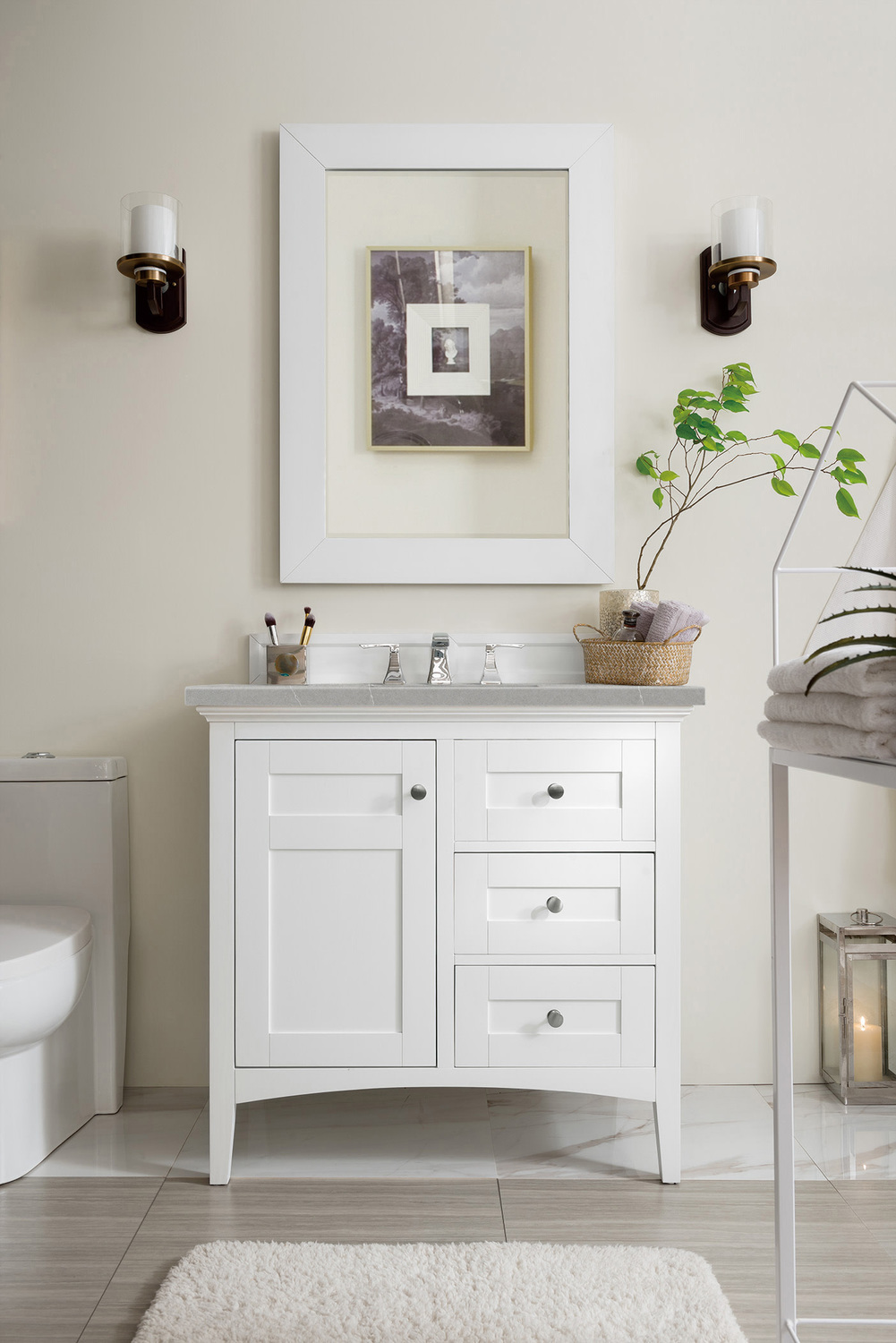 double vanity with tower James Martin Vanity Bright White Transitional