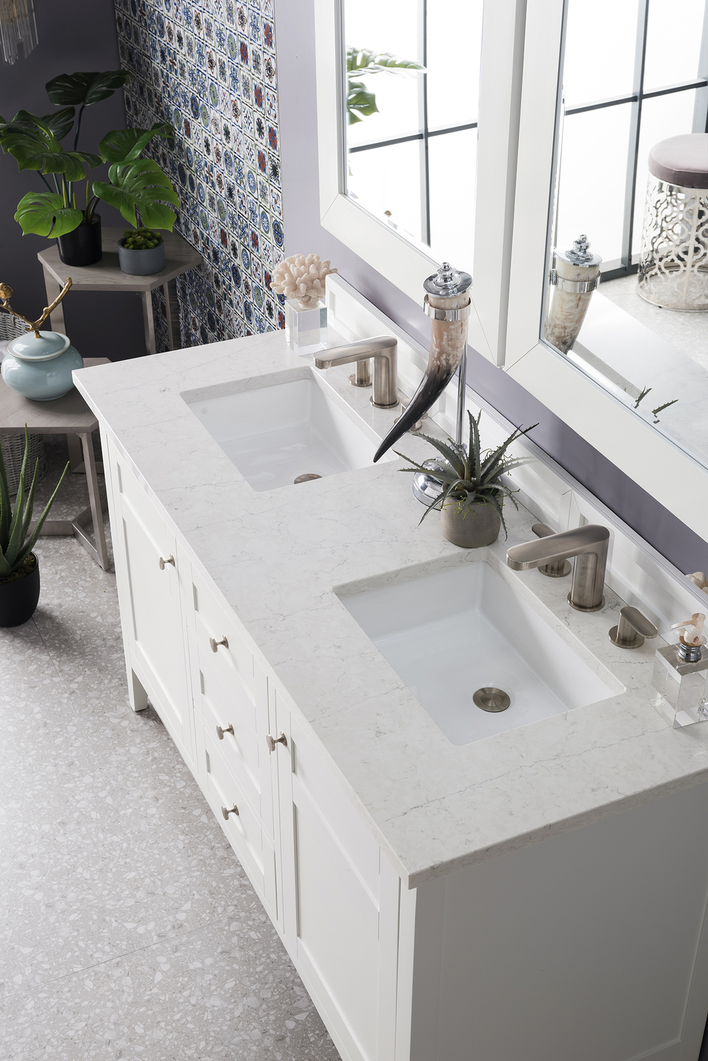 small vanity unit with basin James Martin Vanity Bright White Transitional