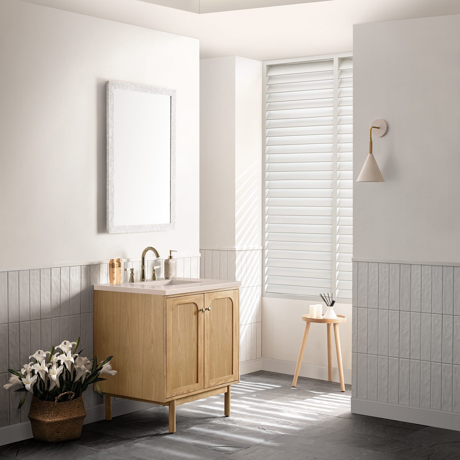 white bathroom counter James Martin Vanity Light Natural Oak Boho, Contemporary/Modern