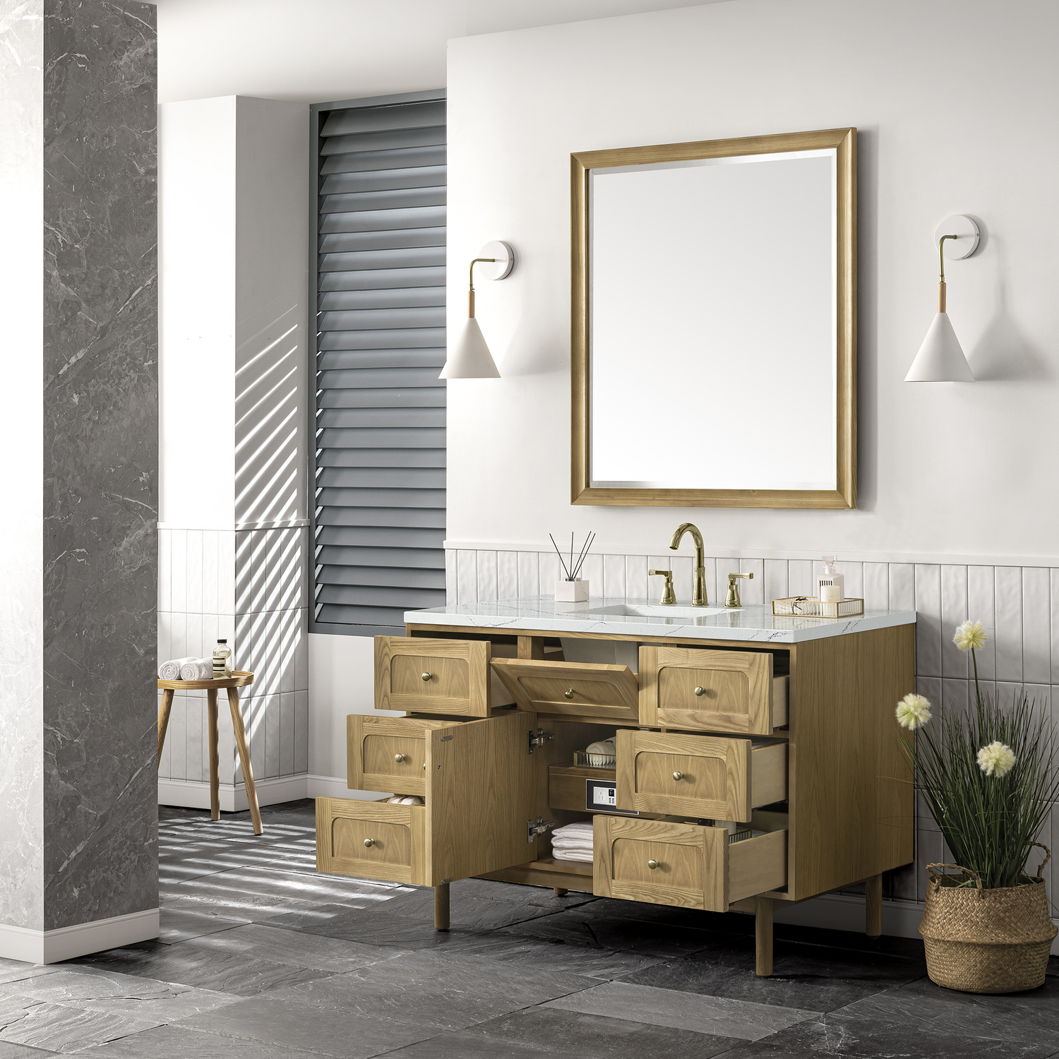 best quality bathroom vanity brands James Martin Vanity Light Natural Oak Boho, Contemporary/Modern