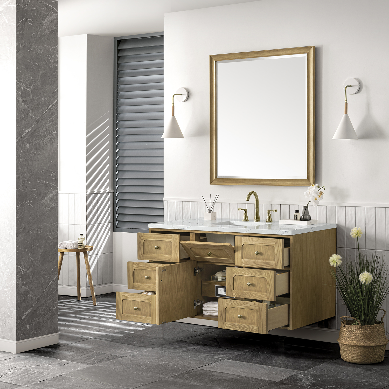 best quality bathroom vanity brands James Martin Vanity Light Natural Oak Boho, Contemporary/Modern