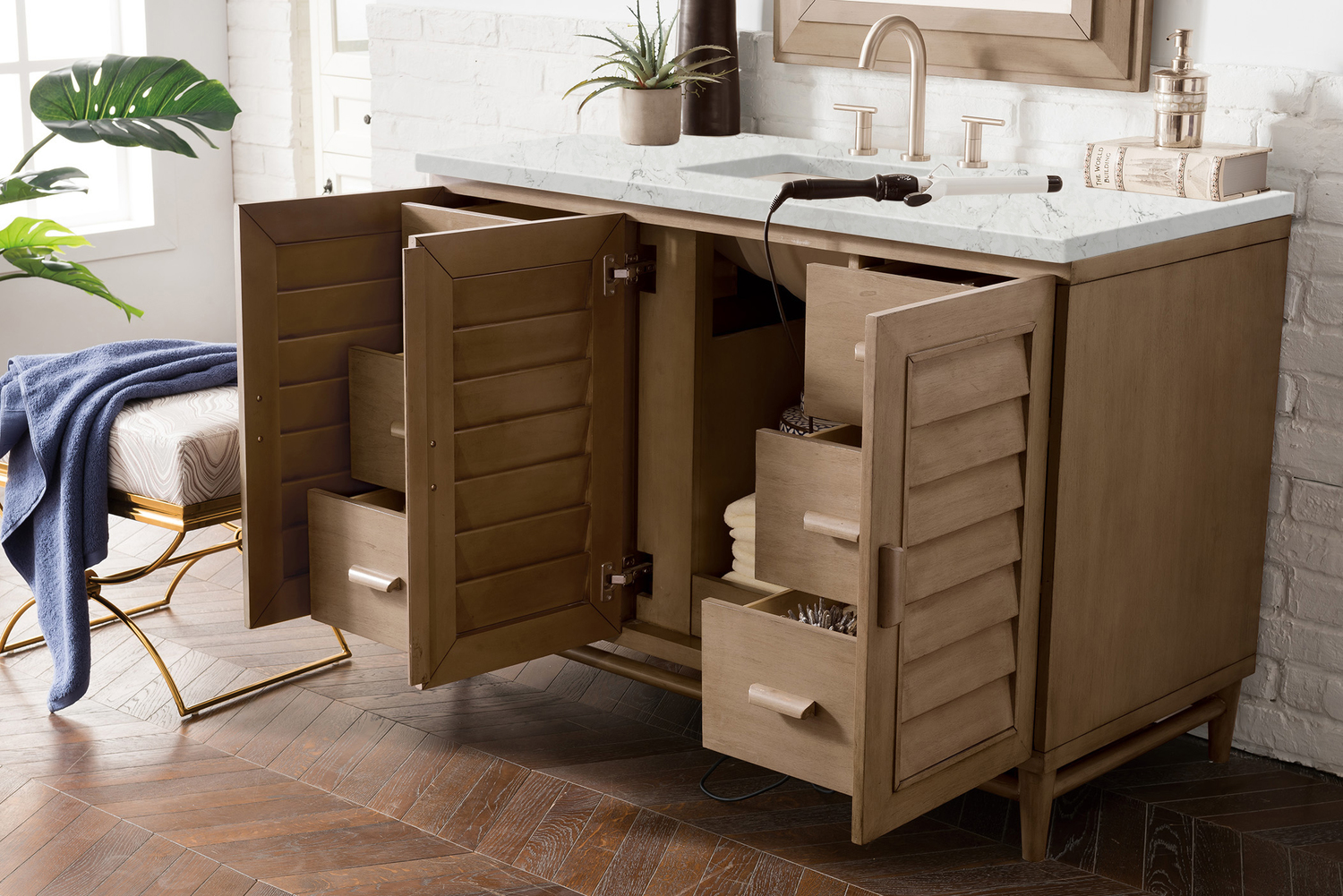 3 drawer bathroom cabinet James Martin Vanity Whitewashed Walnut Modern