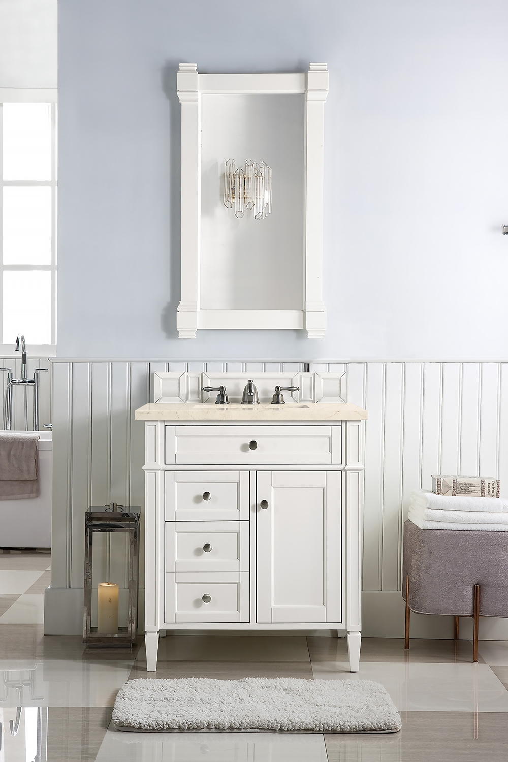 modern bathroom vanity set James Martin Vanity Bright White Transitional