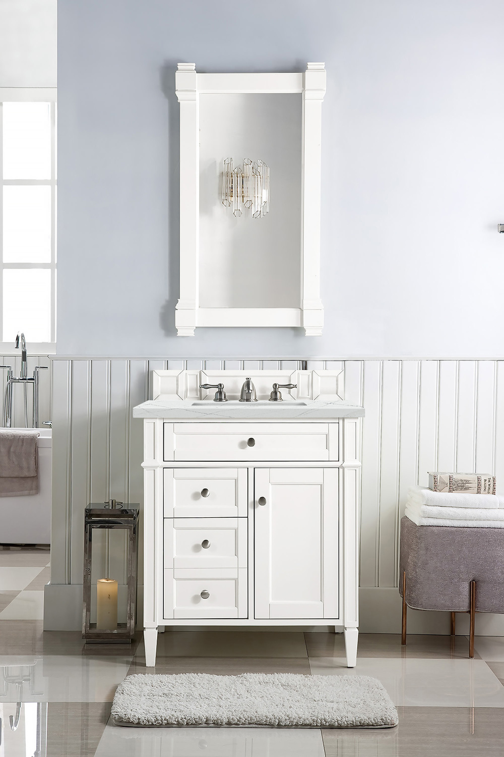 corner bathroom vanity ideas James Martin Vanity Bright White Transitional