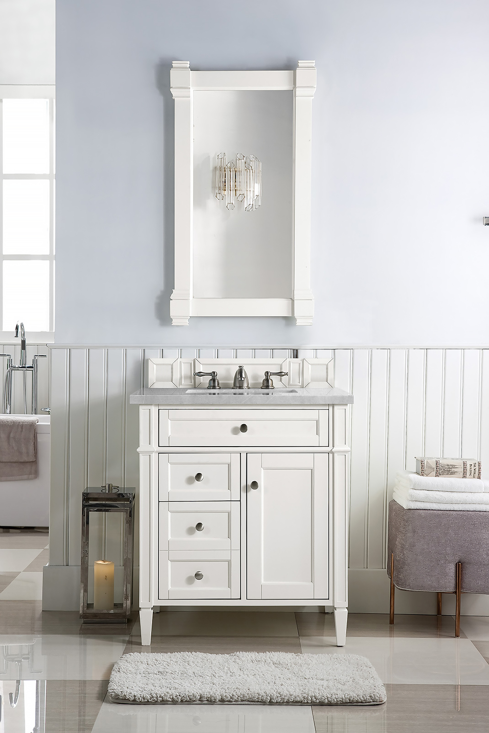 bathroom sink countertop ideas James Martin Vanity Bright White Transitional