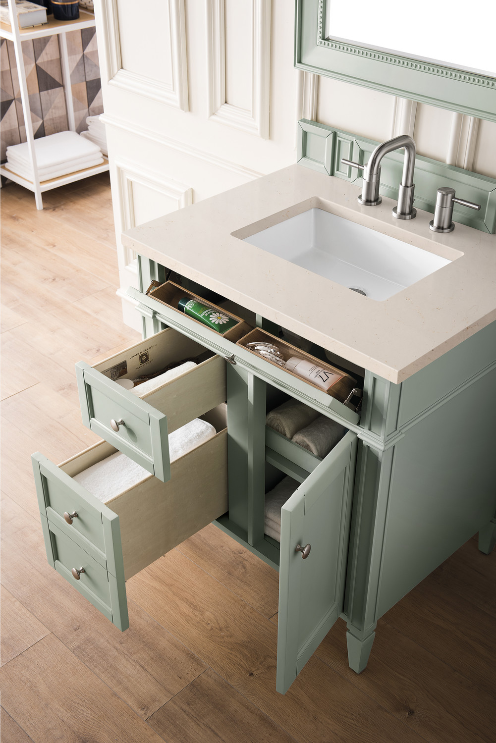 40 in vanity with sink James Martin Vanity Sage Green Transitional