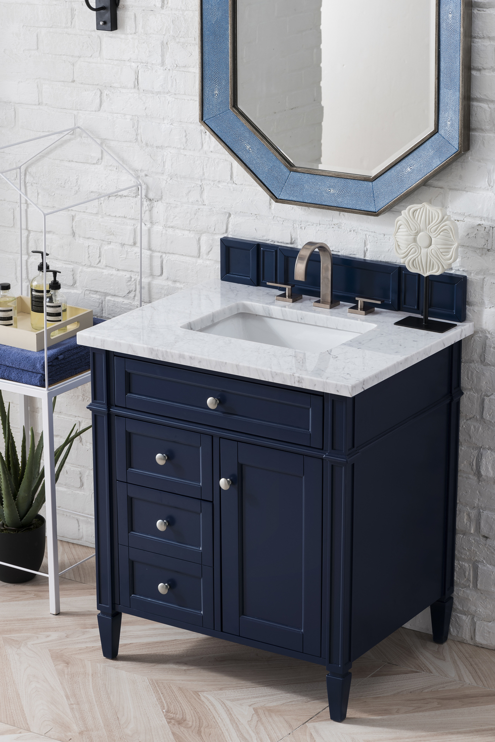 small sink and unit James Martin Vanity Victory Blue Transitional