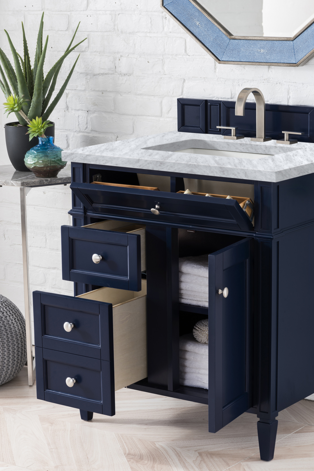 small sink and unit James Martin Vanity Victory Blue Transitional