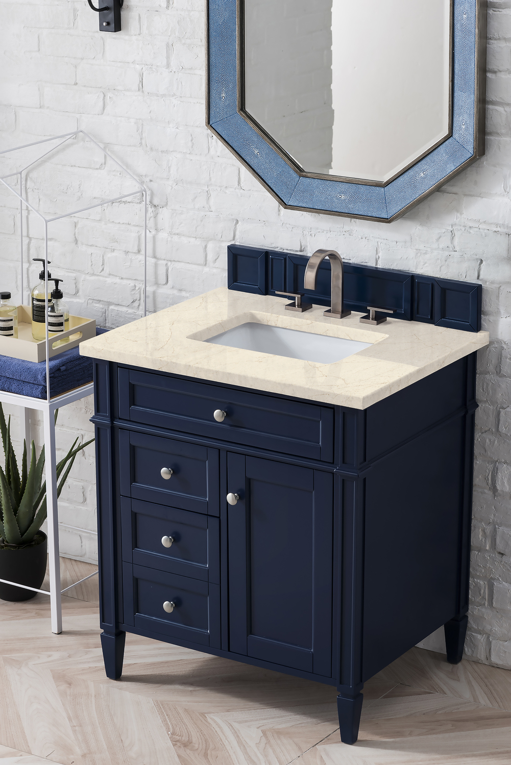 rustic double sink bathroom vanity James Martin Vanity Victory Blue Transitional
