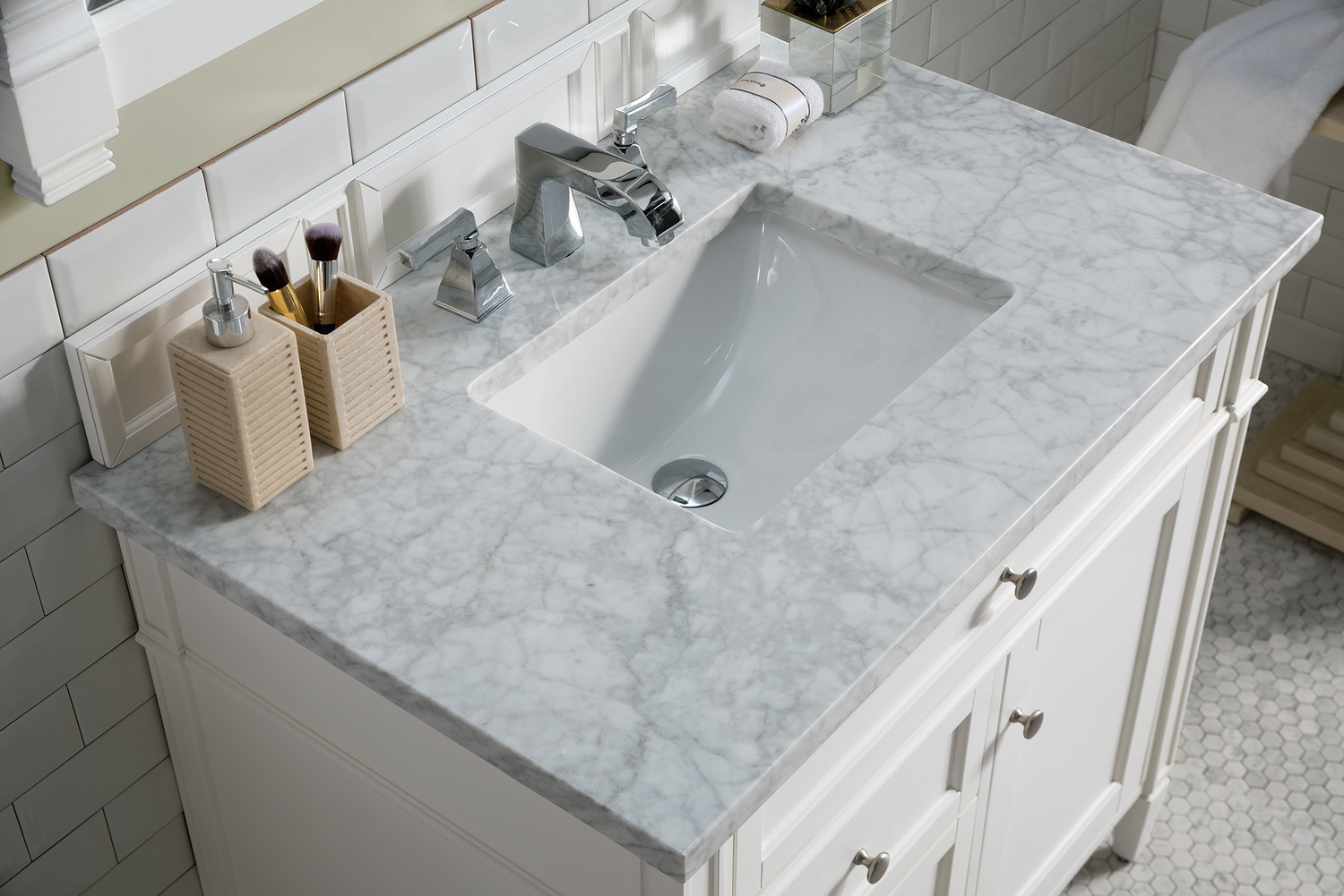 40 inch vanity top with sink James Martin Vanity Bright White Transitional
