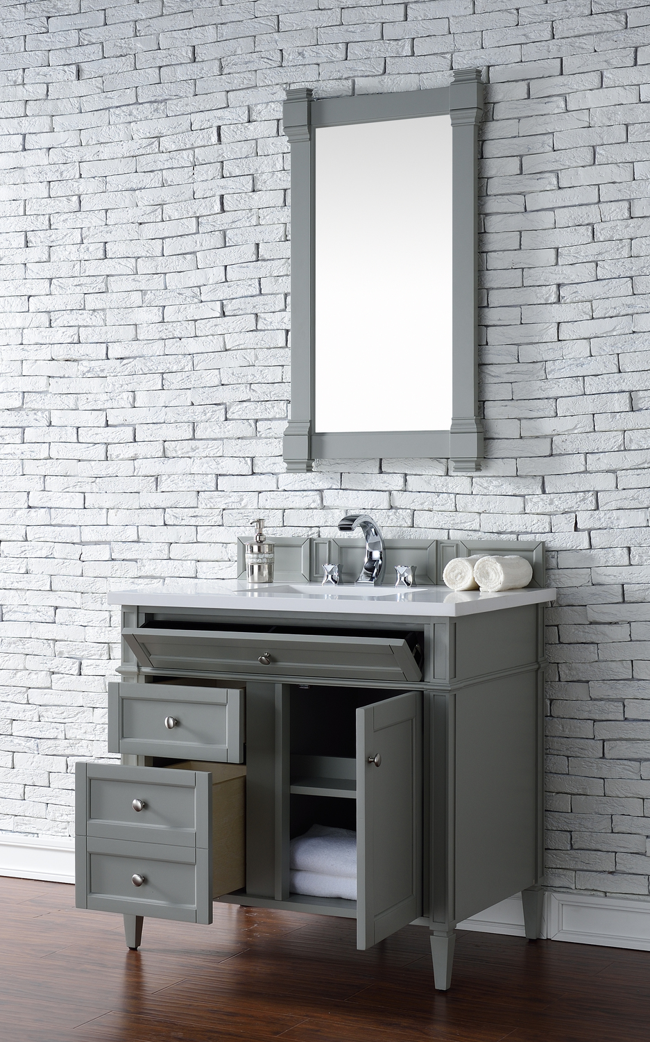 small sink with cabinet James Martin Vanity Urban Gray Transitional