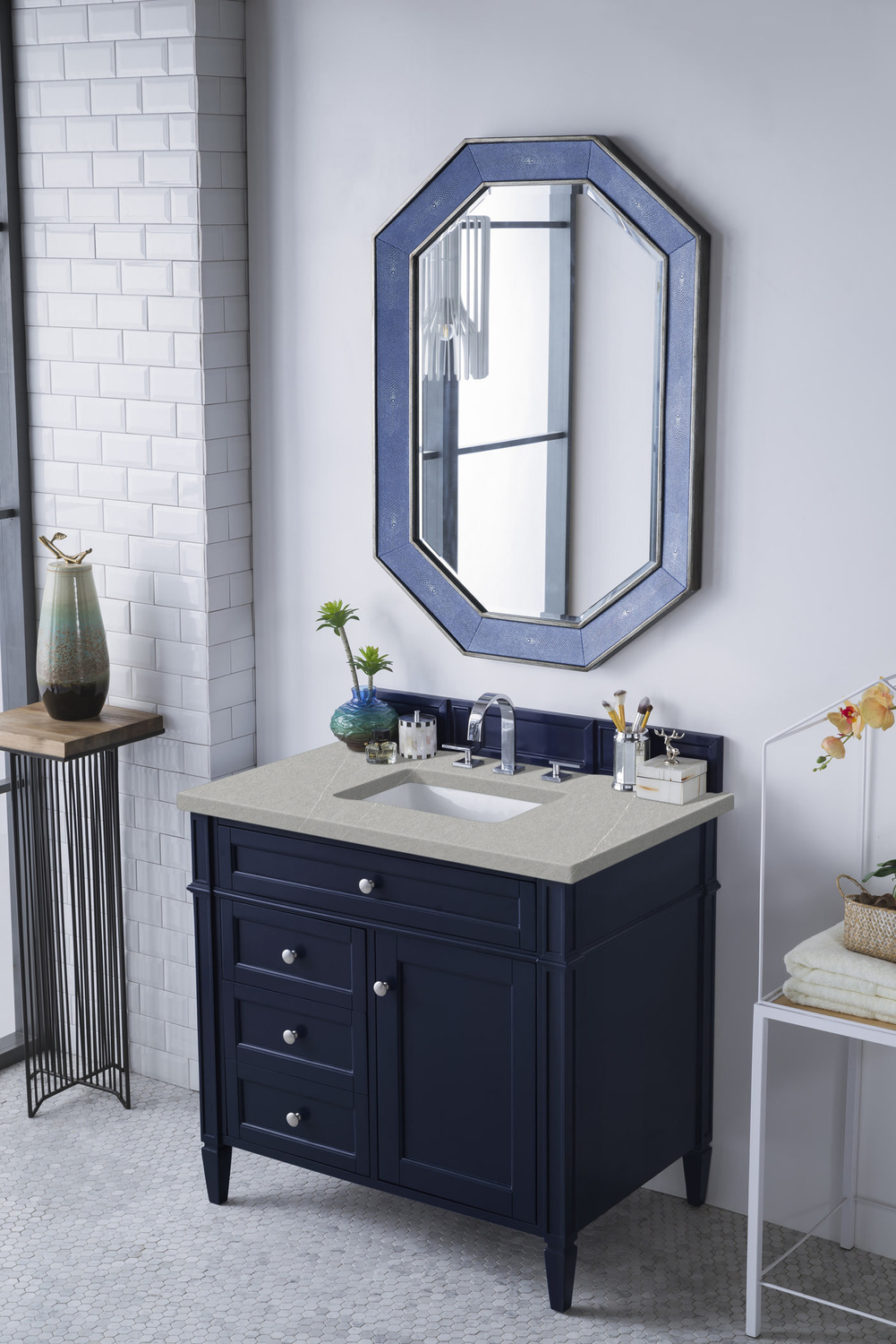 oversized bathroom vanity James Martin Vanity Victory Blue Transitional