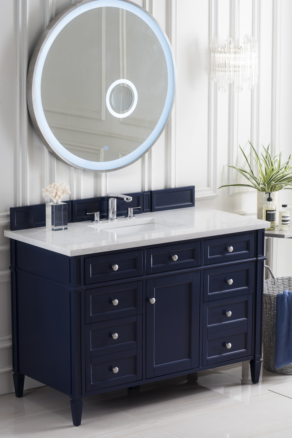 small corner bathroom vanity with sink James Martin Vanity Victory Blue Transitional