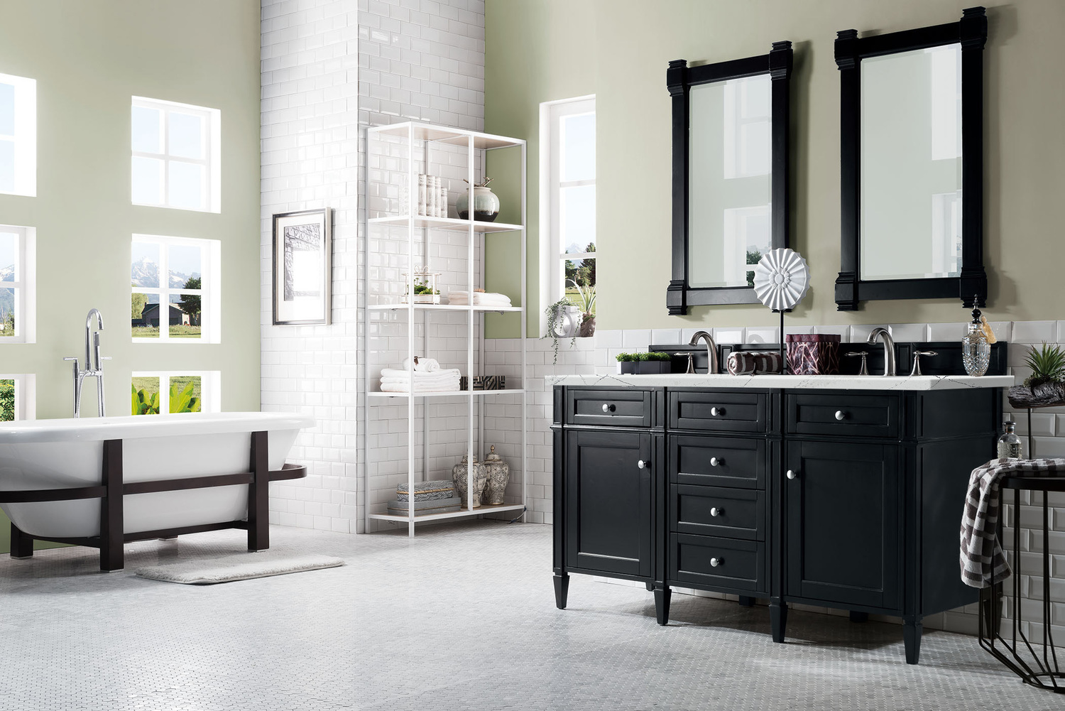 bathroom counter with sink James Martin Vanity Black Onyx Transitional