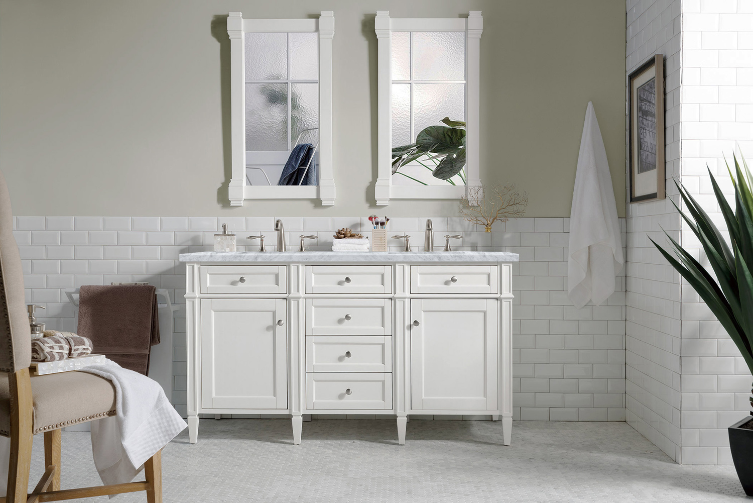 double sink vanity with top James Martin Vanity Bright White Transitional