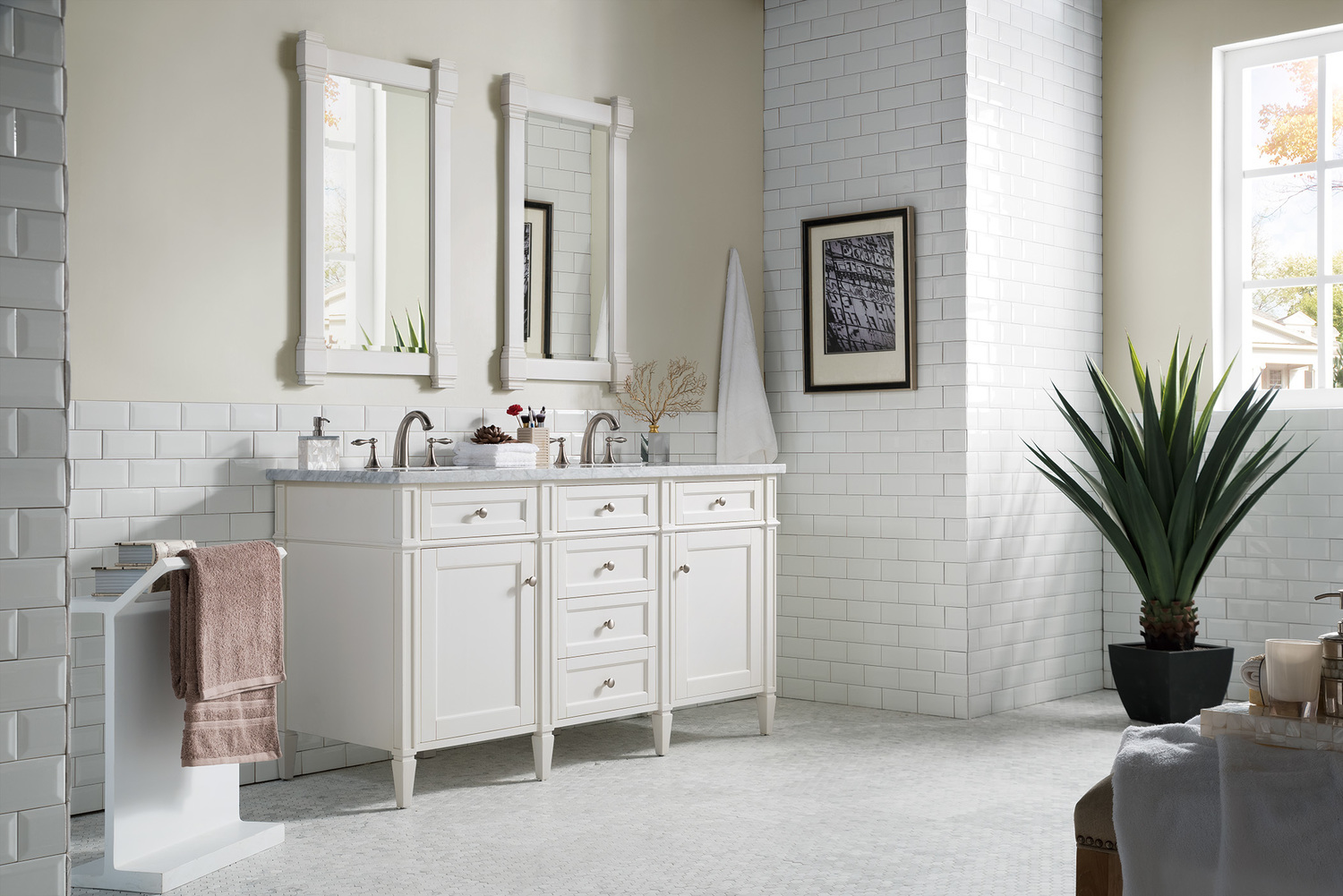 double sink vanity with top James Martin Vanity Bright White Transitional