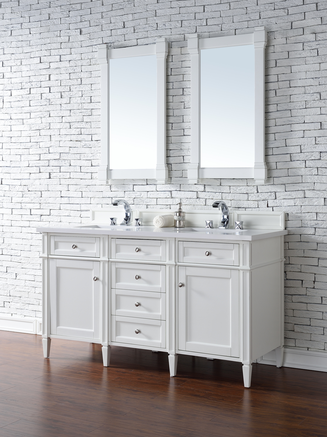 vintage bathroom sink cabinet James Martin Vanity Bright White Transitional