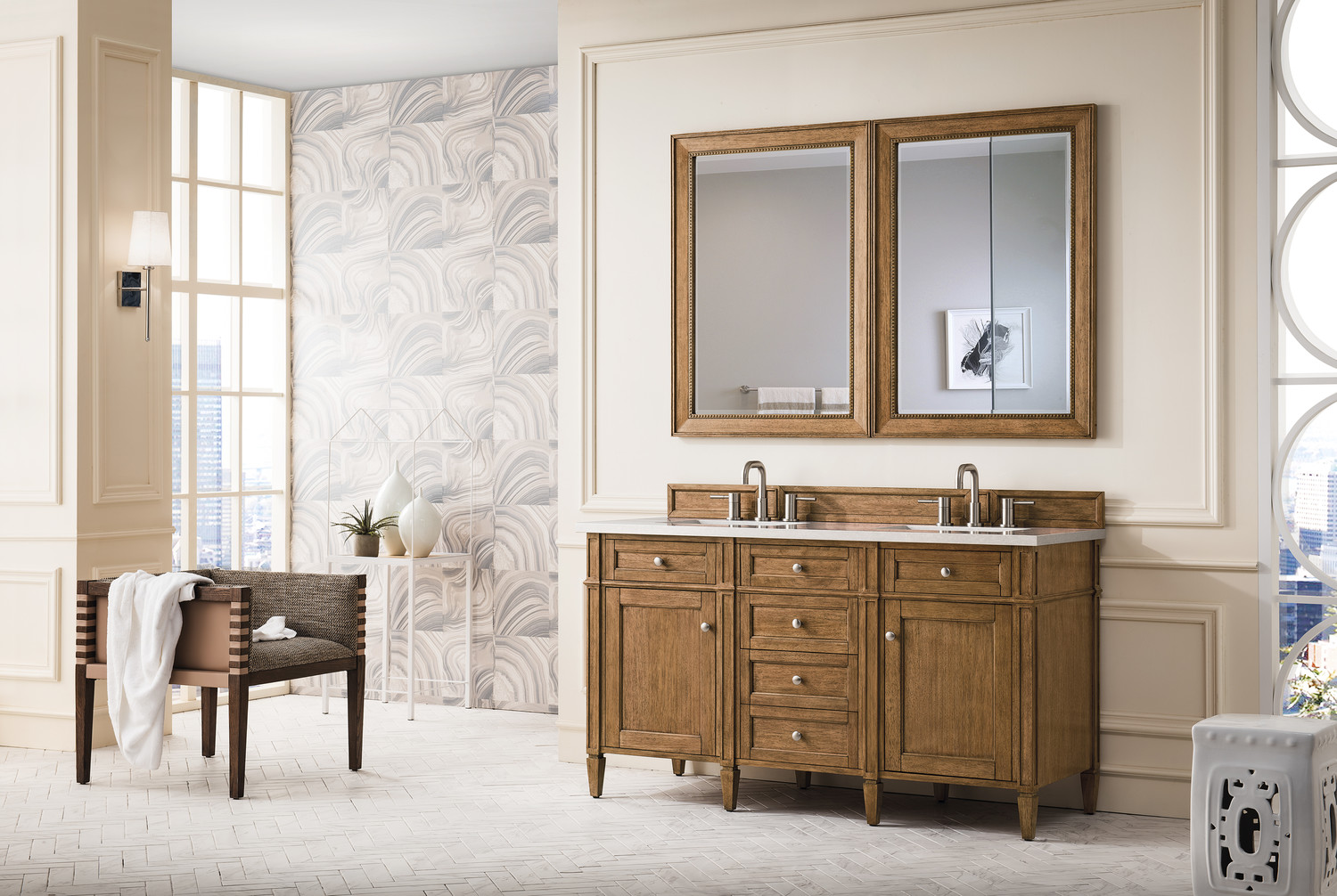 bathroom vanities with sinks included James Martin Vanity Saddle Brown Transitional