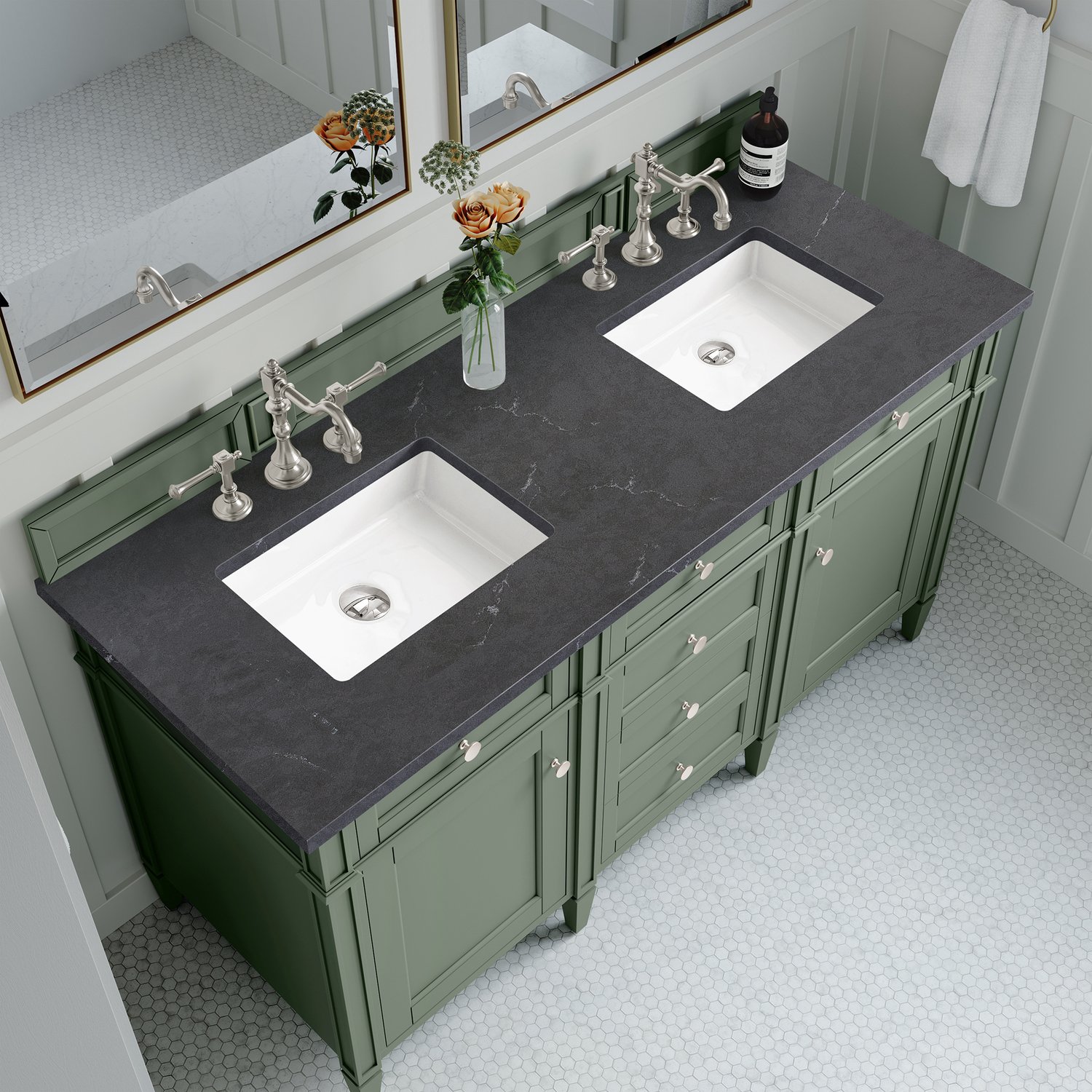 double vanity bathroom ideas James Martin Vanity Smokey Celadon Transitional