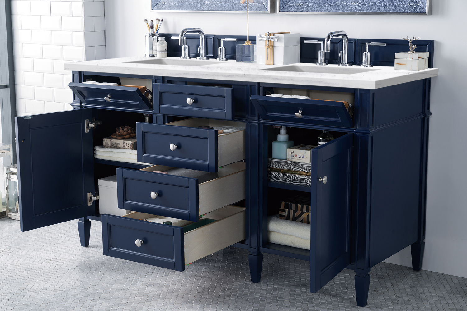 powder room cabinets James Martin Vanity Victory Blue Transitional
