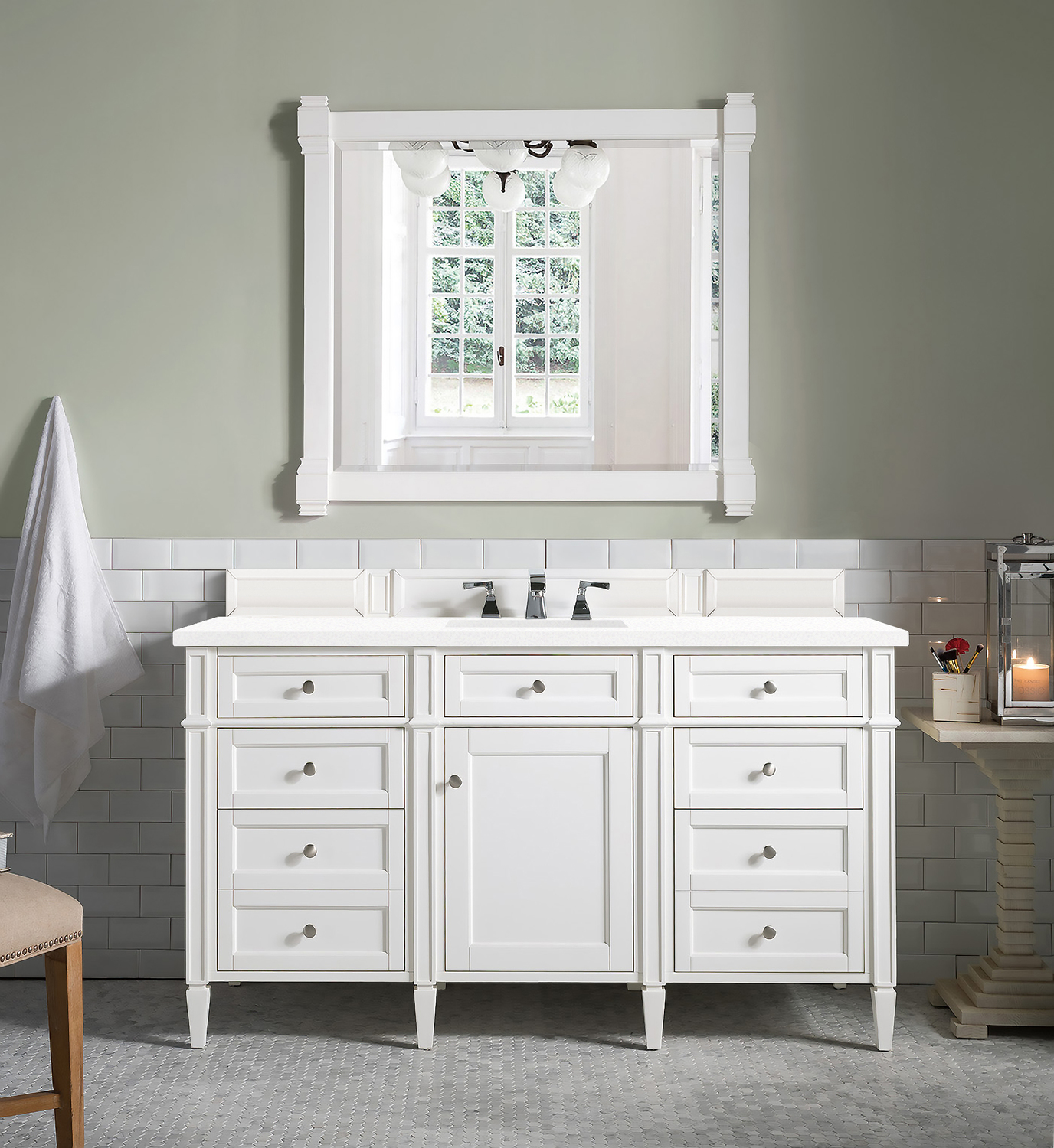 double bathroom sink James Martin Vanity Bright White Transitional