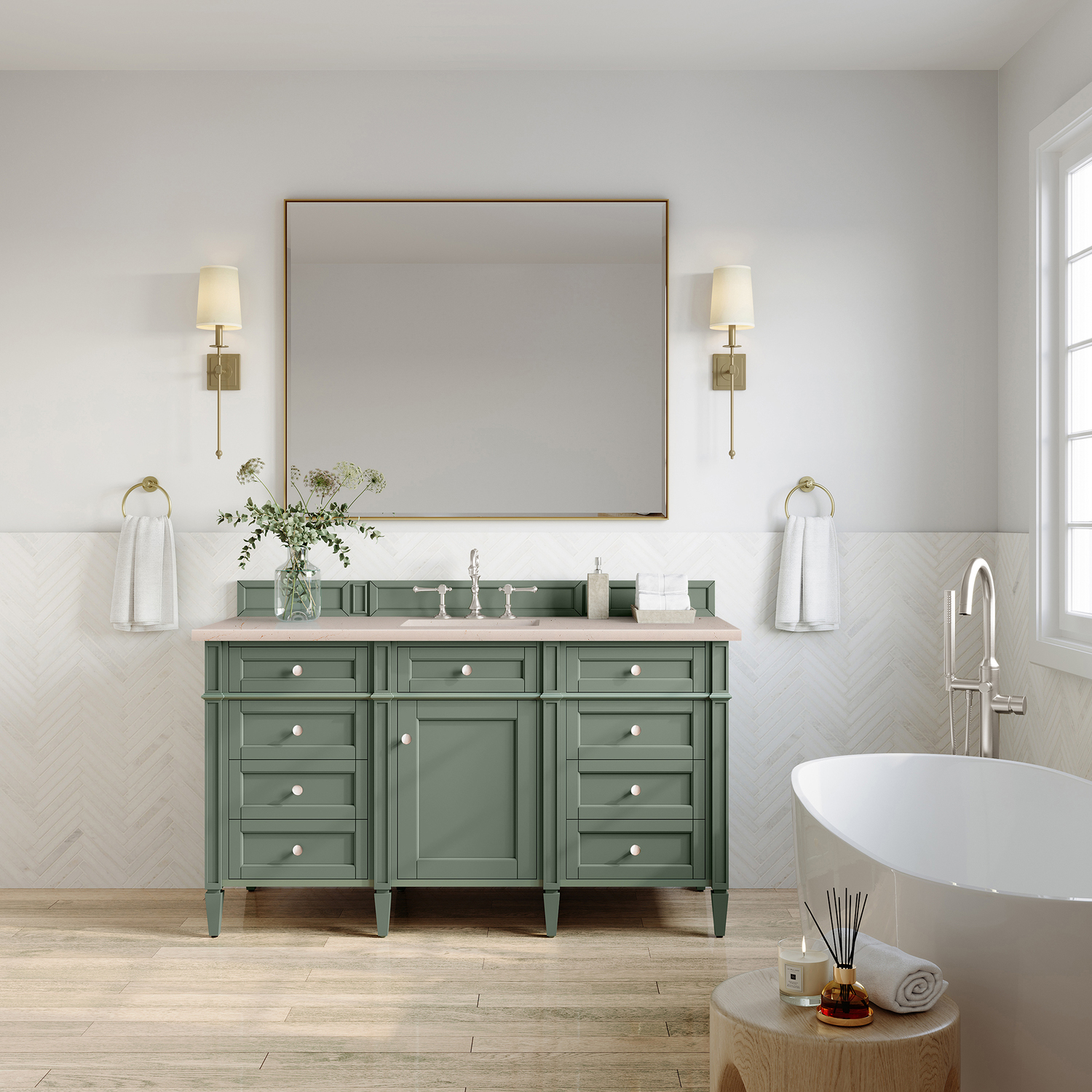 small bathroom vanity with drawers James Martin Vanity Smokey Celadon Transitional