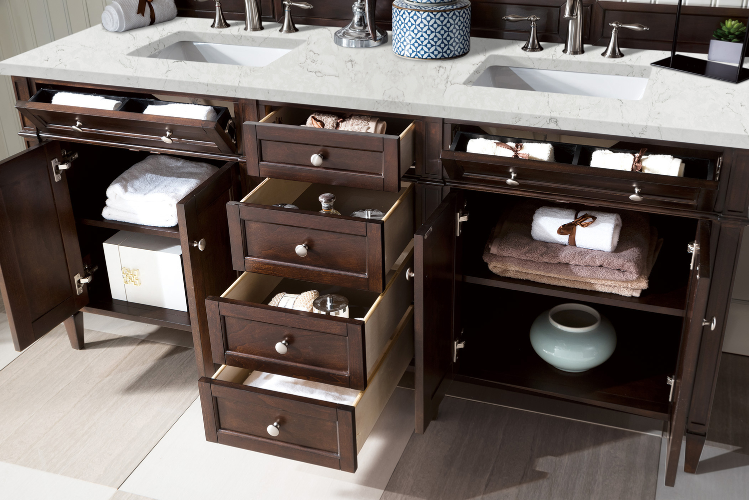 double vanity with tower James Martin Vanity Burnished Mahogany Transitional