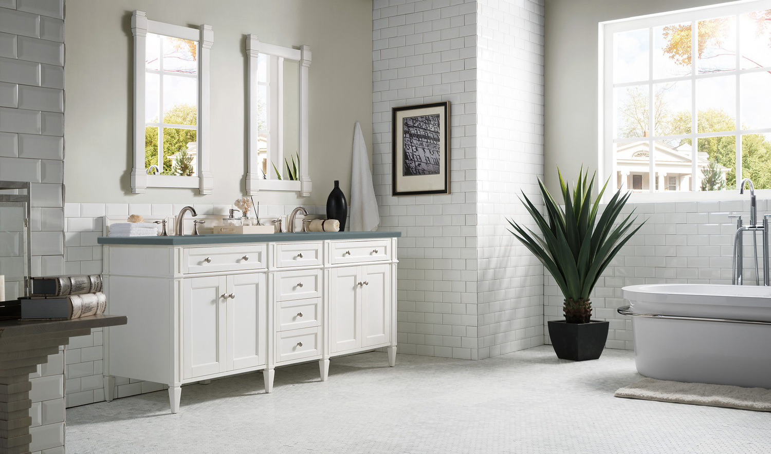 all in one bathroom vanity James Martin Vanity Bright White Transitional