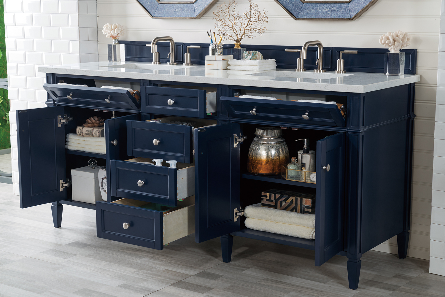 small bathroom sinks with storage James Martin Vanity Victory Blue Transitional