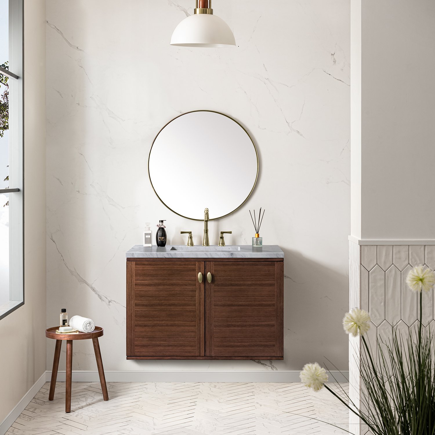 bathroom countertops James Martin Vanity Mid-Century Walnut Mid-Century Modern