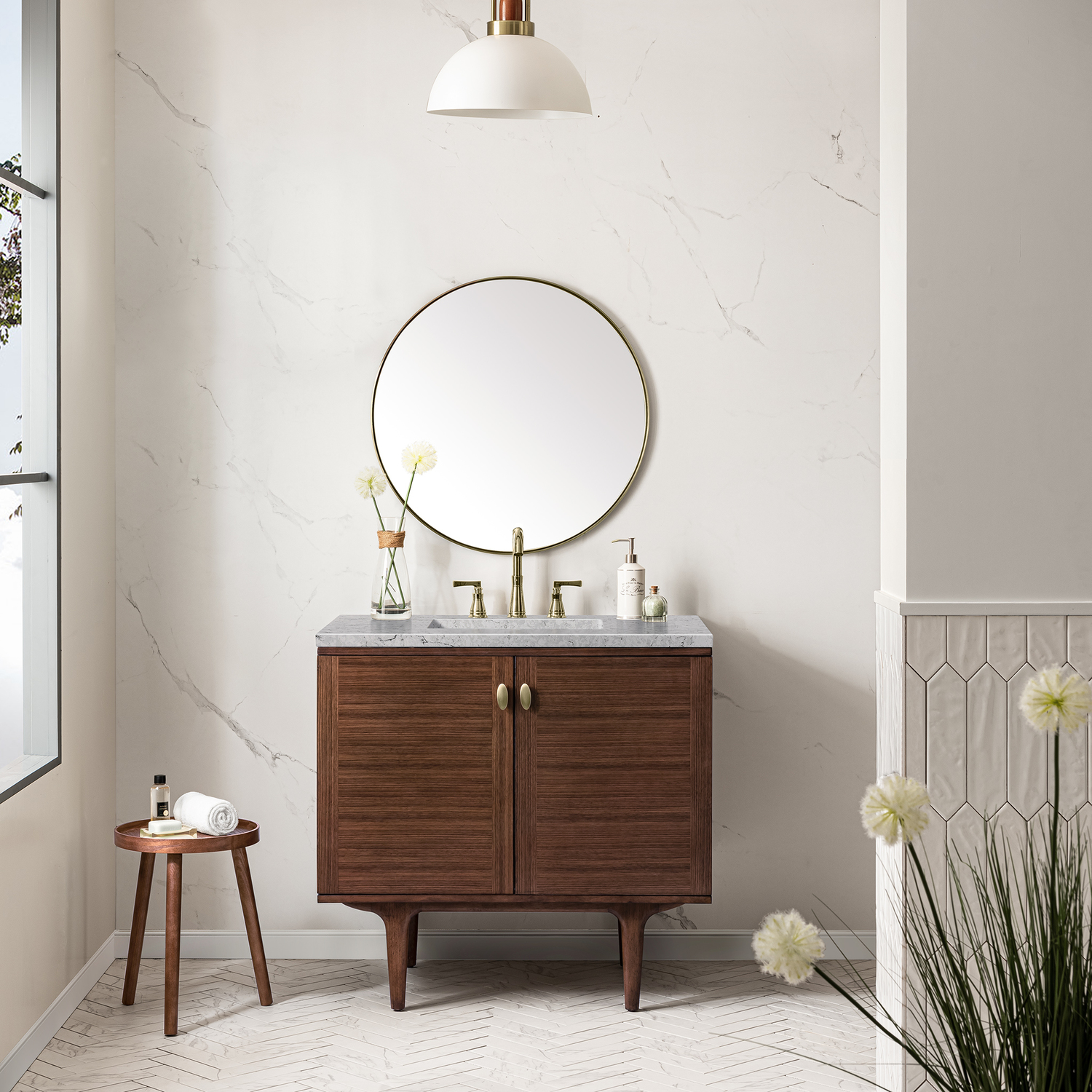 rustic bath vanity James Martin Vanity Mid-Century Walnut Mid-Century Modern
