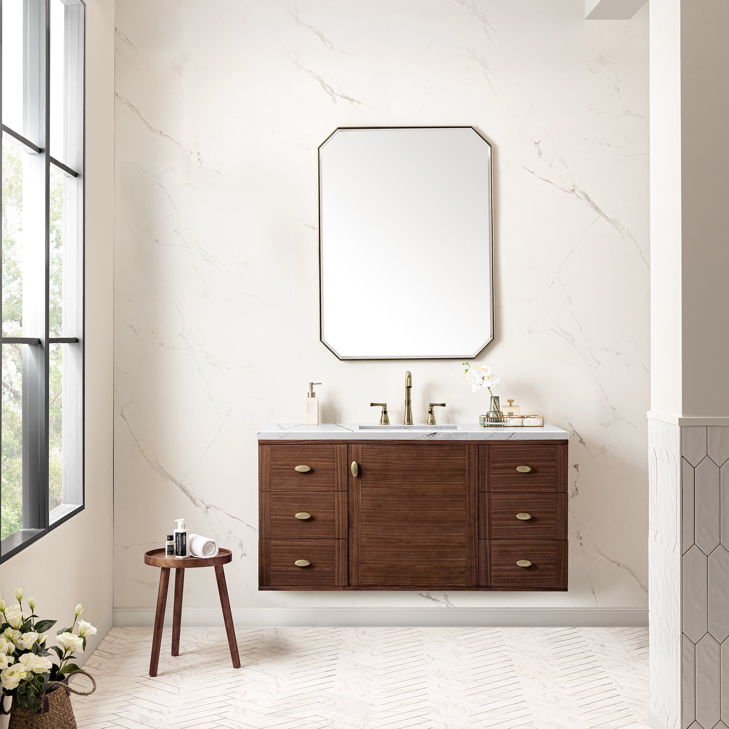 shabby chic bathroom cabinet James Martin Vanity Mid-Century Walnut Mid-Century Modern