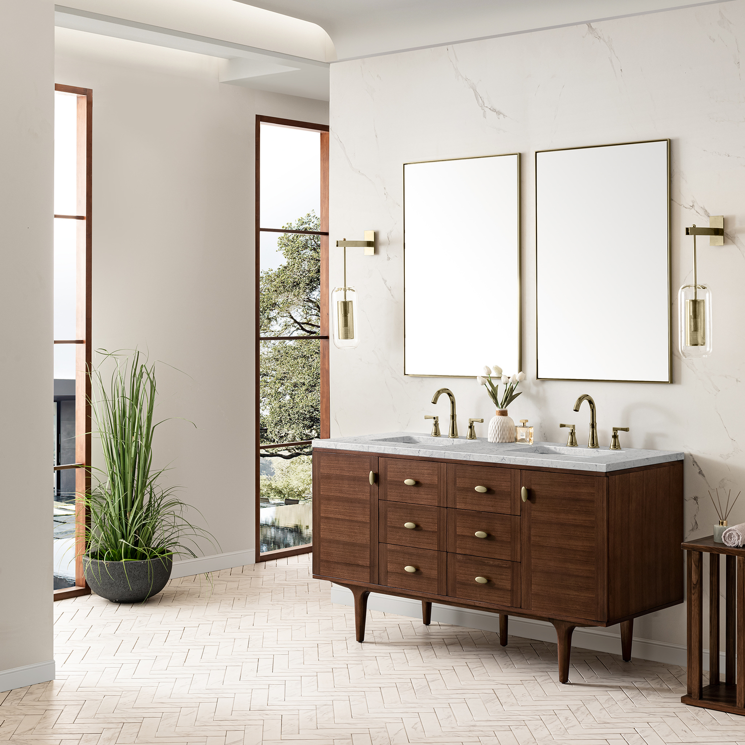 72 inch floating bathroom vanity James Martin Vanity Mid-Century Walnut Mid-Century Modern